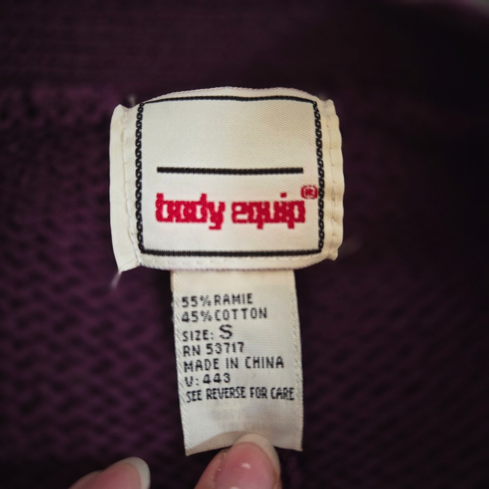 Body Equip Cardigan Vintage 90s Colorblock Knit Purple Green Gold Sweater Mens S - Picture 7 of 7